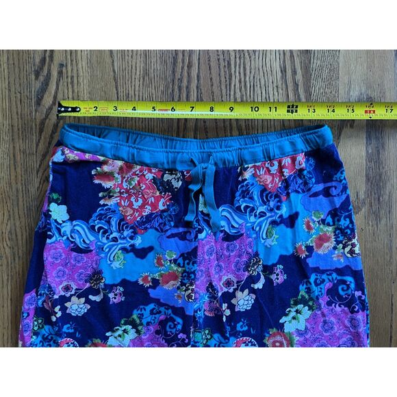 Josie Natori Pink Blue Japanese Floral Pants Pajamas  Women's Size Small - Picture 6 of 9